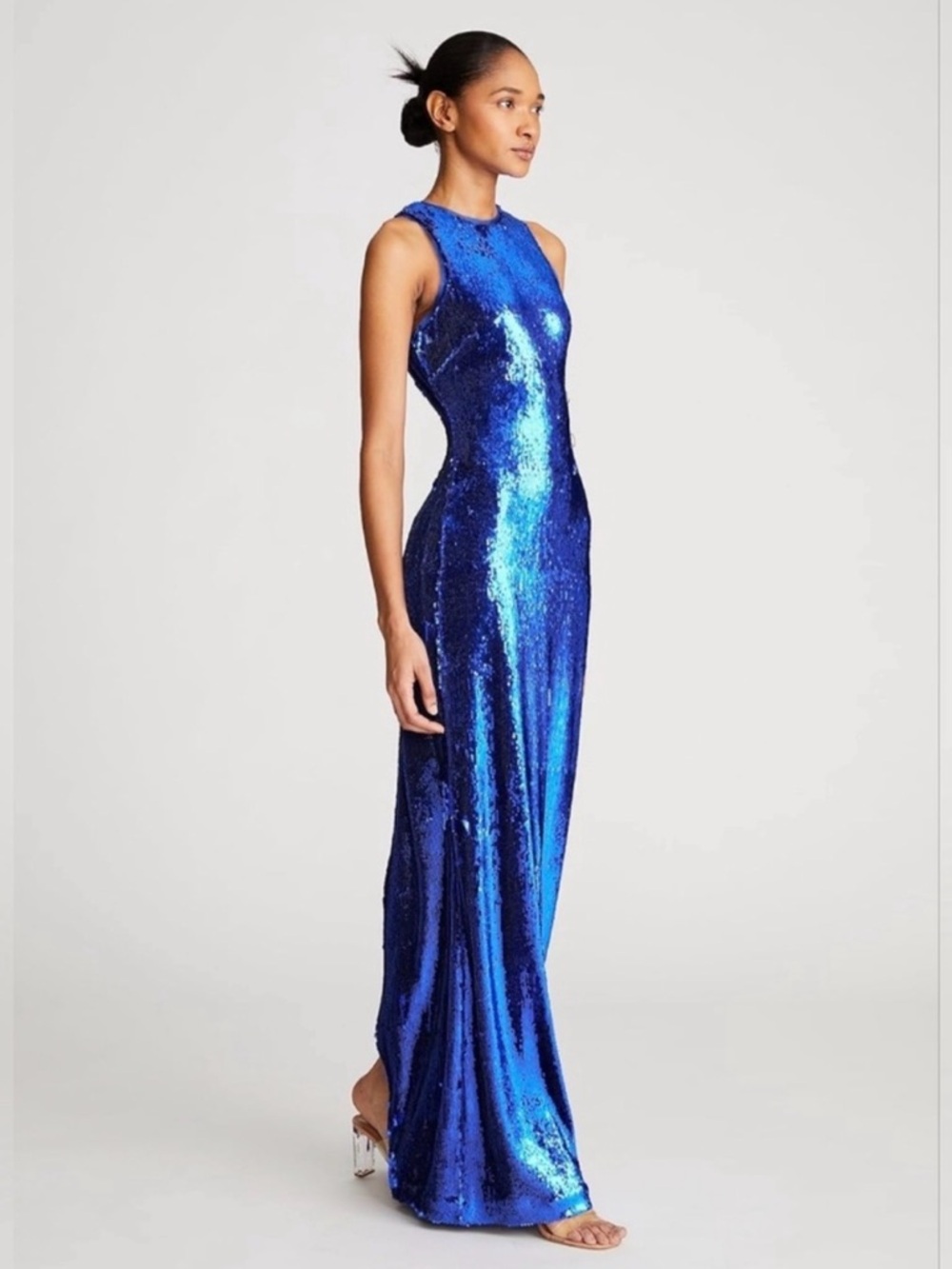 Halston Heritage Electric Blue Sequin Maxi Dress - Picture 2 of 11